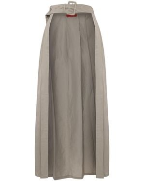 Pcfg Neutrals Linen Blend Shiny Woven Skirt - Gray