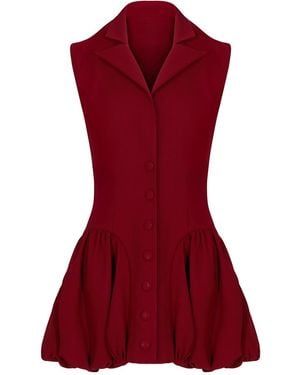 Herfetch Mini Vest Dress-Burgundy - Red