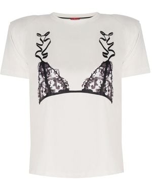 No'design Liora Printed Padded T-Shirt - White