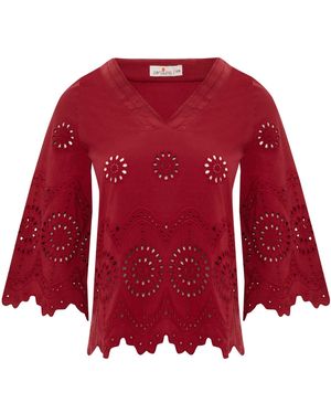 Peraluna Hiromi V-Neck Bell Sleeve Blouse - Red