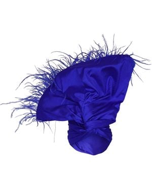 Romer Millinery Tisturban Turban Cobalt Marabou Trim - Purple