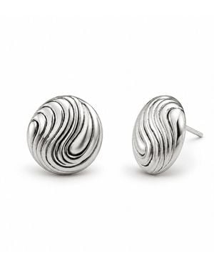 Gold & Honey Swirl Pattern Round Stud Earrings - Metallic
