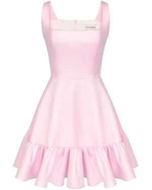 POST MERIDIEM Bottom Flounced Strap Mini Dress - Pink