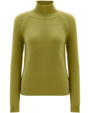 Peraluna High Mock Neck Cashmere Blend Ribbed Knit Pullover - Green