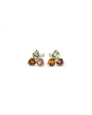 Melt'm Jewelry Colourful Tourmaline Flower Stud Earrings - Metallic