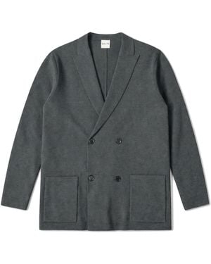 Salts Cashmere Double-Breasted Knitted Milano Blazer - Grey