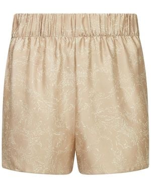Lily Rou Neutrals Silk Ripple Relaxed Shorts - Natural