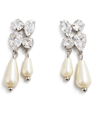 Maison De Gala Crystal & Pearl Drop Earrings - Metallic
