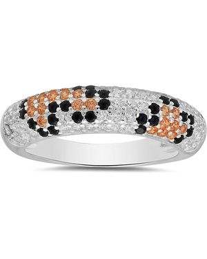 Kylie Harper Leopard Skin Pave Diamond Cz Band Ring - Metallic