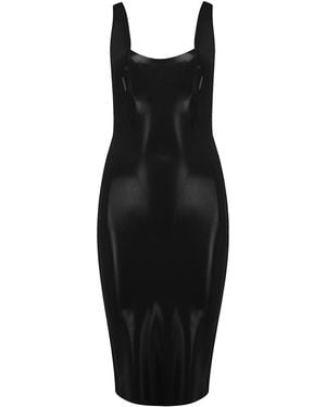 Elissa Poppy Latex Midi Dress - Black