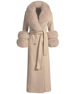 Hortons England Neutrals Mayfair Cashmere Coat - Natural