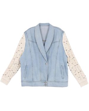Saachi Pearl Knit Denim Jacket - Blue