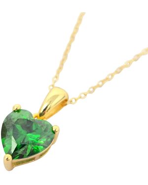 Sophelia Emerald Love Heart Pendant May Birthstone Necklace - Green