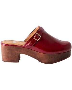 Fortress Abby Platform Clog Cherry Crinkle Patent - Red
