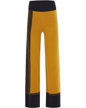 Peraluna Colour Block Wide-Leg Knitwear Trousers - Yellow