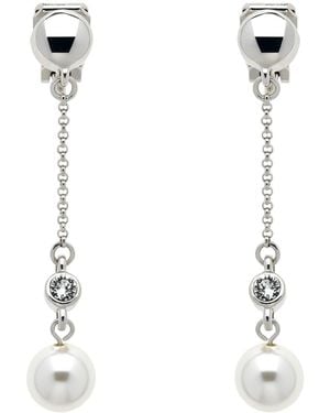 Emma Holland Jewellery Platinum Chain & Pearl Clip Earrings - White