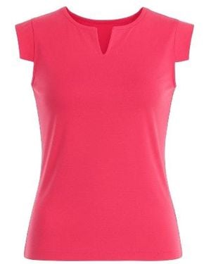 Conquista V Neck Cap Sleeve Top - Pink