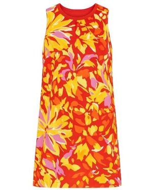 Conquista Sleeveless Pleat Detail Cotton Dress - Orange