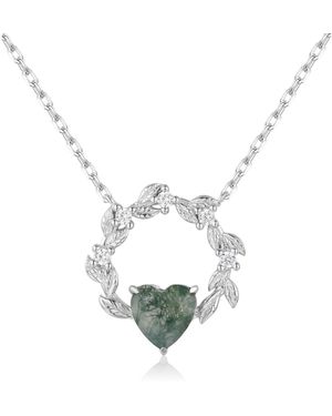 Azura Jewelry New York Heart Desire Moss Agate Vermeil Necklace - Metallic