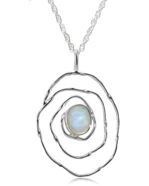 Isla Silver Spiral Moonstone Pendant Necklace - Metallic