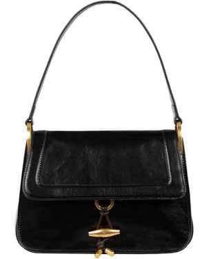 Time Resistance Leather Flap Bag For - Black