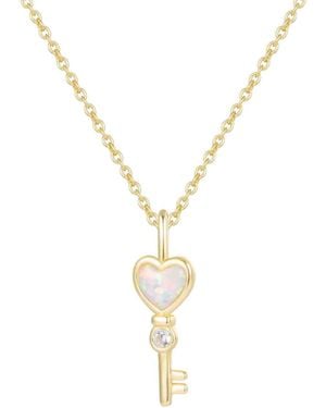 KAMARIA Opal Key Heart Charm Necklace - Metallic