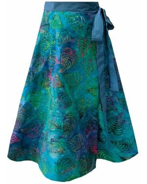 Frock Tales Meyer Waterside Print Wrap Midi Skirt With Pockets - Blue