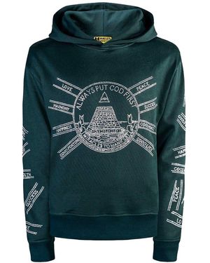 Miracles Manifester God First Affirmation Hoodie With Rhinestone Design - Green
