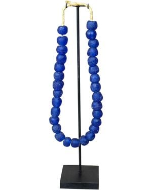 Botanical Boys Ghana Glass Beads Necklace, Dark - Blue