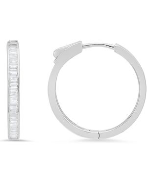 Kylie Harper Diamond Lock Baguette-Cut Statement Hoop Earrings - White