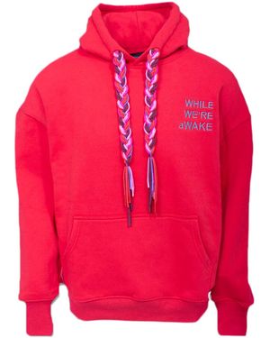 While We're Awake Dark Braid On Braid Hoodie - Red