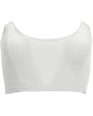 Nissa Paneled Zip-Up Corset - White