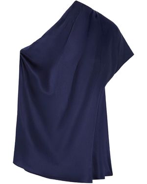 The Summer Edit Emily Silk One-Shoulder Top - Blue