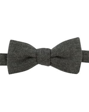 LE COLONEL Herringbone Bow Tie - Grey