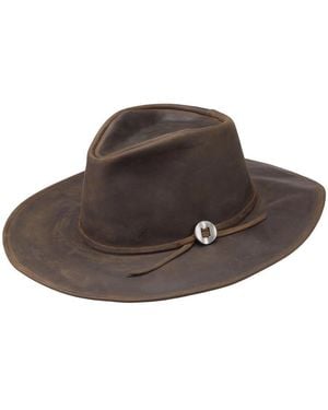 Jamie Slye Hats + Accessories Wilder Wide Brim Leather Hat - Black