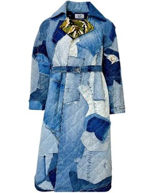 Couture to Your Door Tall Quilted Denim Upcycled Longline Coat - Blue