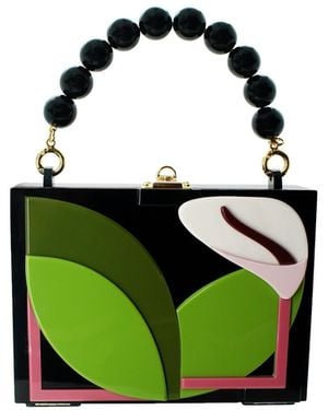 Gissa Bicalho Handmade Acrylic Clutch Anthurium Nude - Green