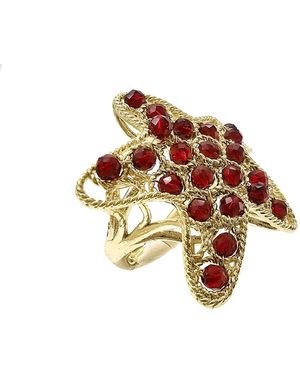 Farra Garnet Stone Star Shaped Ring - Brown