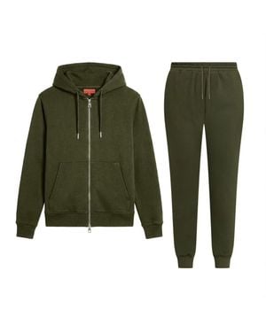 Maison Tangerine Premium Cotton Zip-Up Hoodie & Joggers Tracksuit Set Khaki For - Green