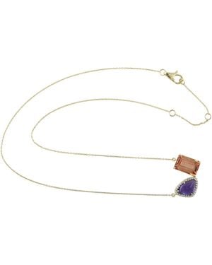 Artisan Tourmaline & Tanzanite Diamond Drop Necklace - White