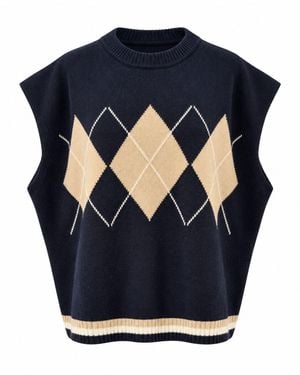 Luella Fashion Torridon Cashmere Blend Tank Top & Oat - Blue