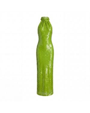Mac Duggal Sequin Halter Neck Open Back Dress - Green