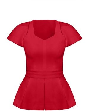 Tia Dorraine Short-Sleeved Fitted Top - Red