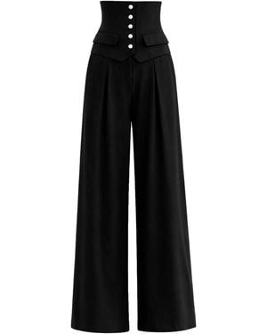 Julia Allert Buttoned Corset-Waist Tailored Pants - Black