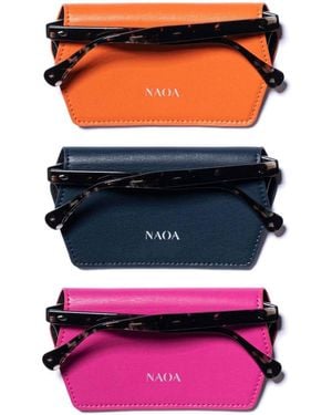 Naoa Three Pack Apple-Leather Slim Glasses Case Fuchsia - Pink