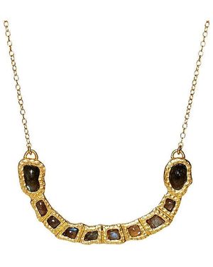Christina Greene Gemstone Curved Bar Necklace - Metallic