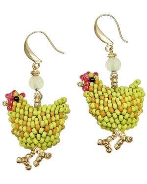 Farra Playful Handcrafted Chicken Dangle Earrings - Yellow