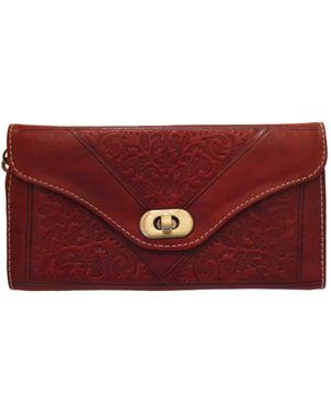 Berber Leather Leather Tri-Fold Purse Oxblood - Red