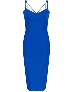 Sour Figs Split Strap Bustier Bandage Midi Dress - Blue