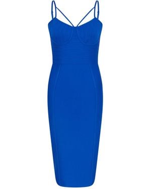 Sour Figs Split Strap Bustier Bandage Midi Dress - Blue